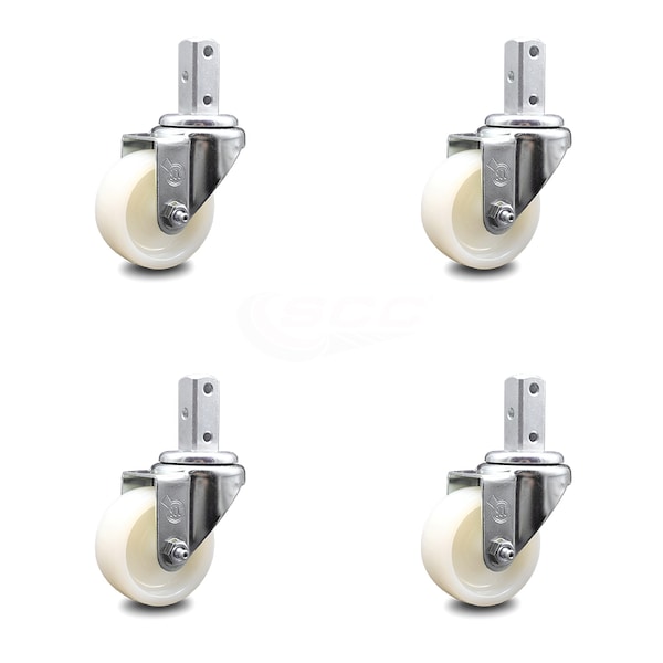 3 Inch Nylon Wheel Swivel 3/4 Inch Square Stem Caster Set
